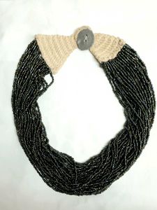 Charcoal Rainbow Beaded Statement Necklace