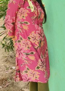 Floral Print Pink Kurti