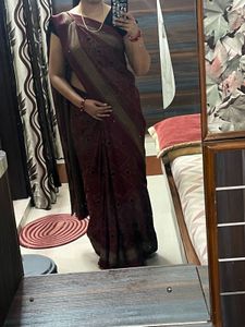 Elegant Maroon &amp; Gold Saree
