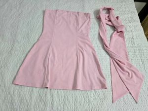 Light Pink Tube mini dress with scarf bust 36
