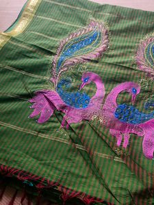 Olive Green Color Saree With Blouse