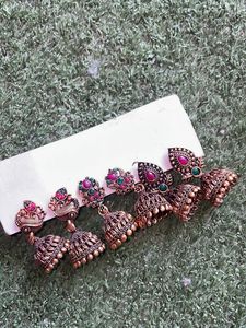 Set of 3 Ethnic Jhumka Earrings