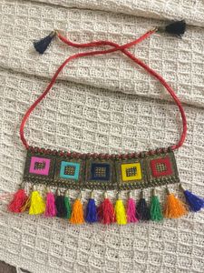 Boho Multicolor Tassel Choker Necklace