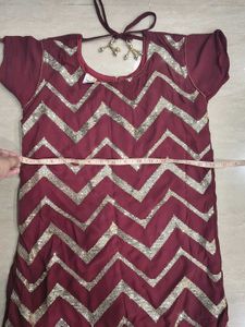 Maroon Kurta set with Sharara