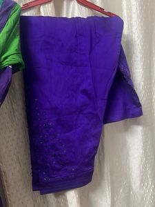 Purple &amp; Green Embroidered Kurta Set