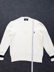 Cream Cable Knit V-Neck Sweater
