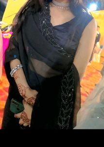 Black Stone Work Saree – Party & Wedding Wear