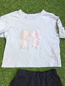Cute Bow T-Shirt and Leggings Set