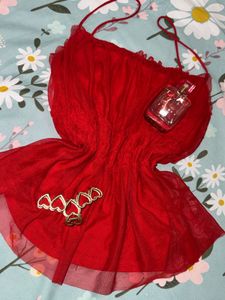 Red Lingerie Cami Top