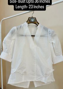 Chic White V-Neck Blouse