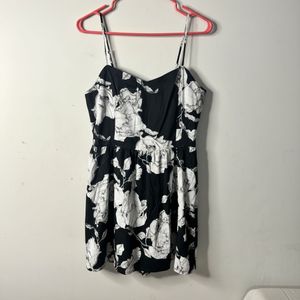 Black Floral Spaghetti Strap Dress