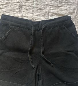 Black Denim Drawstring Shorts