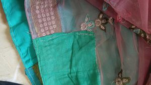 Exquisite Teal &amp; Pink Embroidered Saree