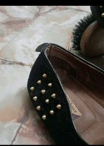 Black Studded Loafers with Medusa Accent