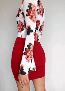 Diamond Lady Rose Mesh Top with Bell Sleeves