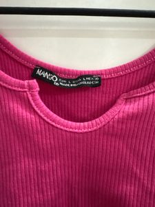 Mango Pink Ribbed Cut-Out Tank Top