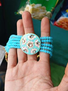 Turquoise Beaded Choker Set with Earrings