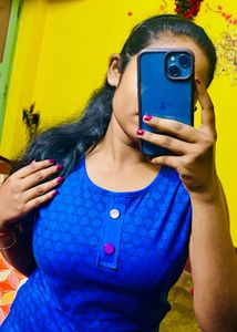 Blue Round Neck T-shirt For Women