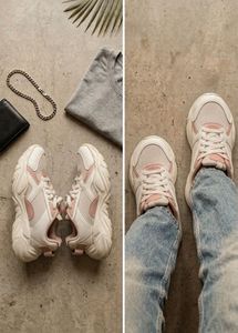 Chunky White & Pink Sneakers