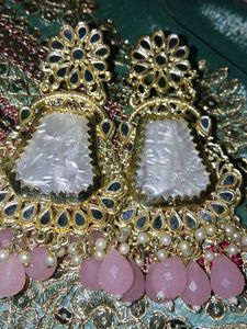 Designer Jhumka Earrings with Pearl &amp; Stone