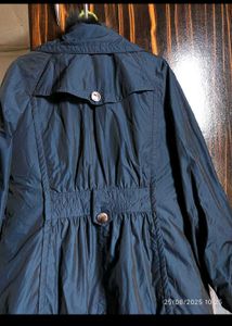 Elegant Blue Fur Collar Coat