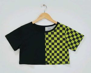 Split-Pattern Crop Top
