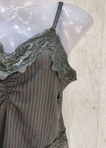 Lace Trim Ribbed Camisole Top