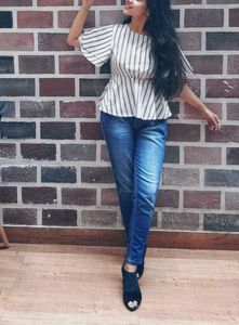 Stylish Striped Peplum Top