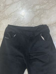 Velvet Women Black Pants Trouser