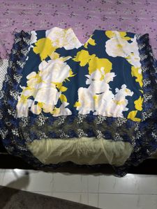 Floral Print Lace Trim kaftan