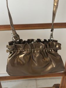 Metallic copper Ruched Clutch Bag