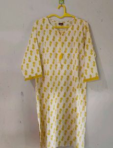 Yellow Floral Print Kurta