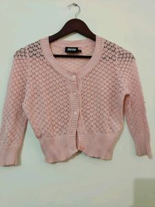 Pink Knit crop Cardigan