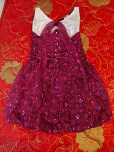 Magenta Sequined Party Wear Frock
