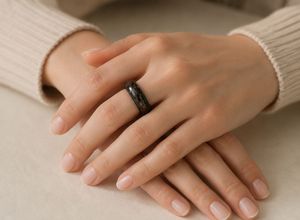 Unisex Unique Black Murano Glass Ring