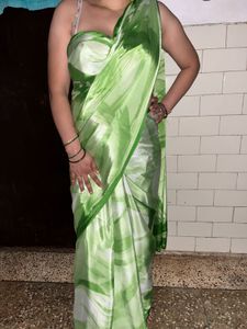 Elegant Green pure crepe Silk Saree