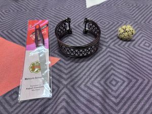 Metal Cuff Bracelet, Studded Ring, Nail Sharpener