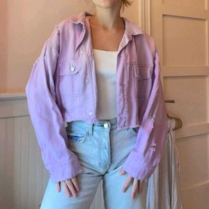 ⋆. 𐙚 ˚ Lilac Cropped Denim Jacket