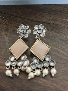 Elegant Pearl &amp; Stone Dangle Earrings