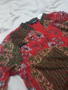 Boho Floral Print Sheer top