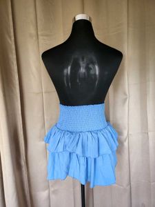 Light Blue Ruffled Mini Skirt