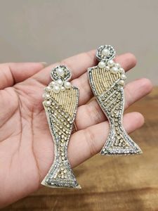 Champagne Glass Pearl Drop Earrings