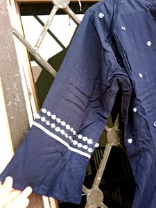 Mirror Work Dark Navy Blue Full Length Kurta