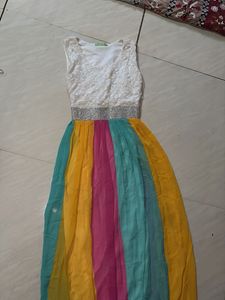 Colorful Rainbow Skirt with Lace Top