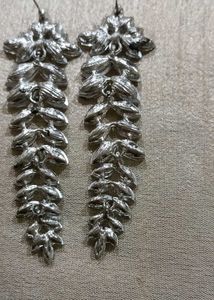 silver long earring without back loop