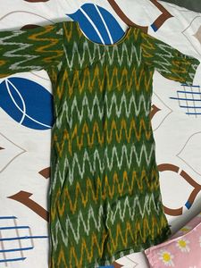 Green Ikat Print Kurta