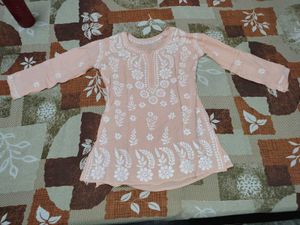 Peach Chikankari Kurta