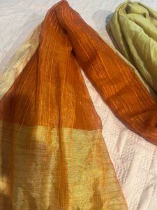 Orange and light golden long Dupattas