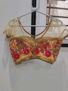 Embroidered Net Sleeve Blouse