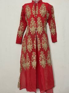 Pintresty peach Embroidered Kurta